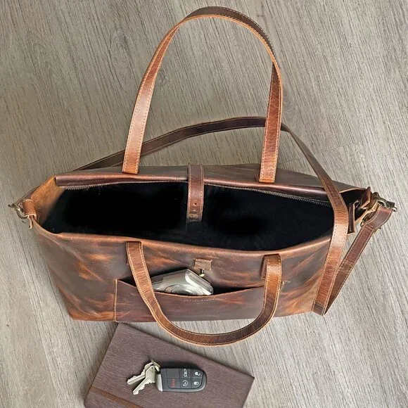 Artizanni Genuine Leather Women's Vintage Tote Bag Classic Bag Designer - Picture 9 of 13